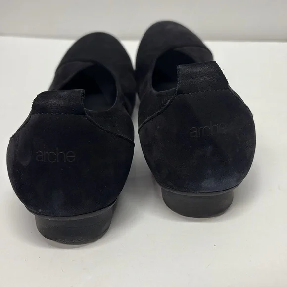 ARCHE Laius Ballet Flats in Noir Nubuck Suede Black Minimalist Travel Women's 39 - Picture 3 of 6